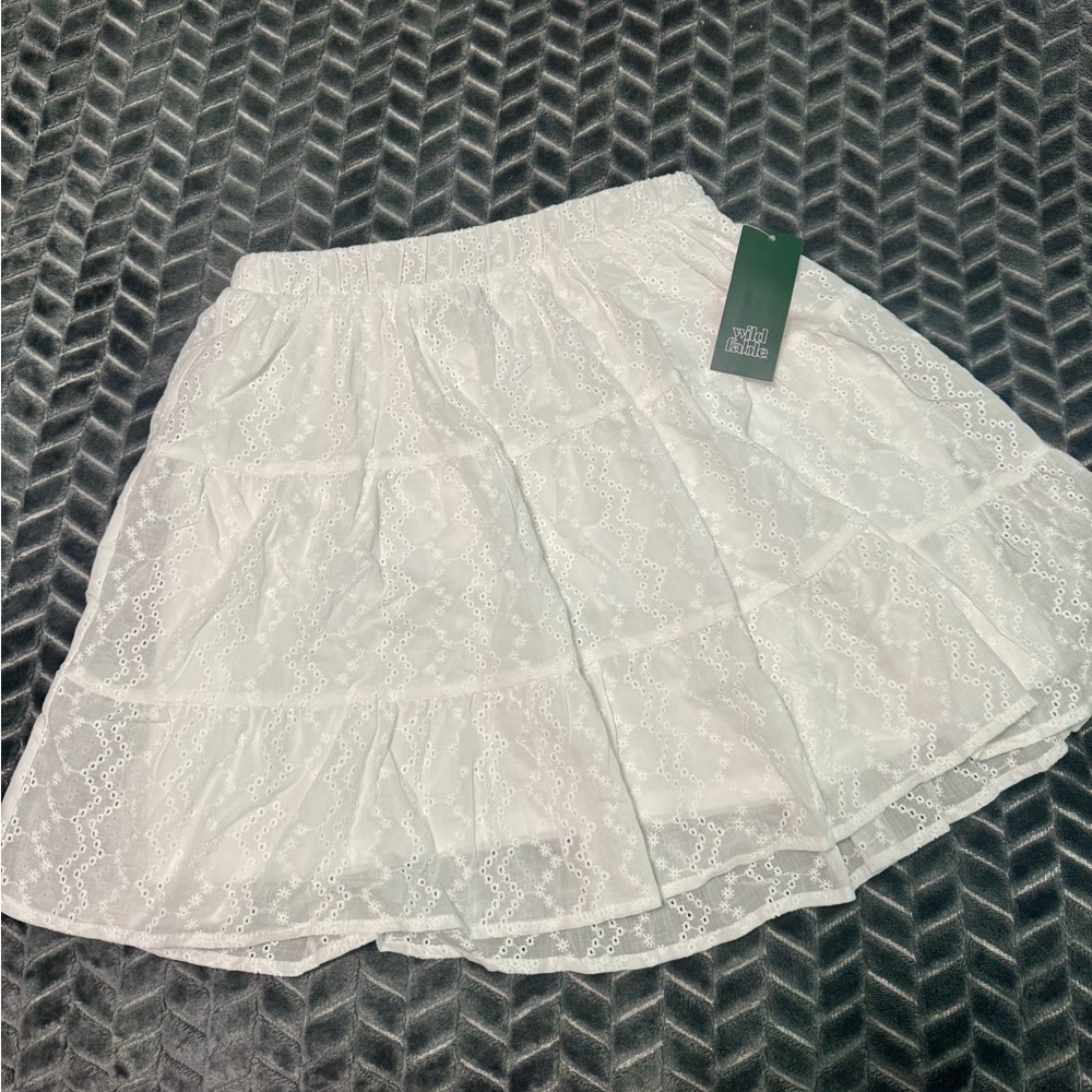 Wildflowers White Lace Mini Skirt